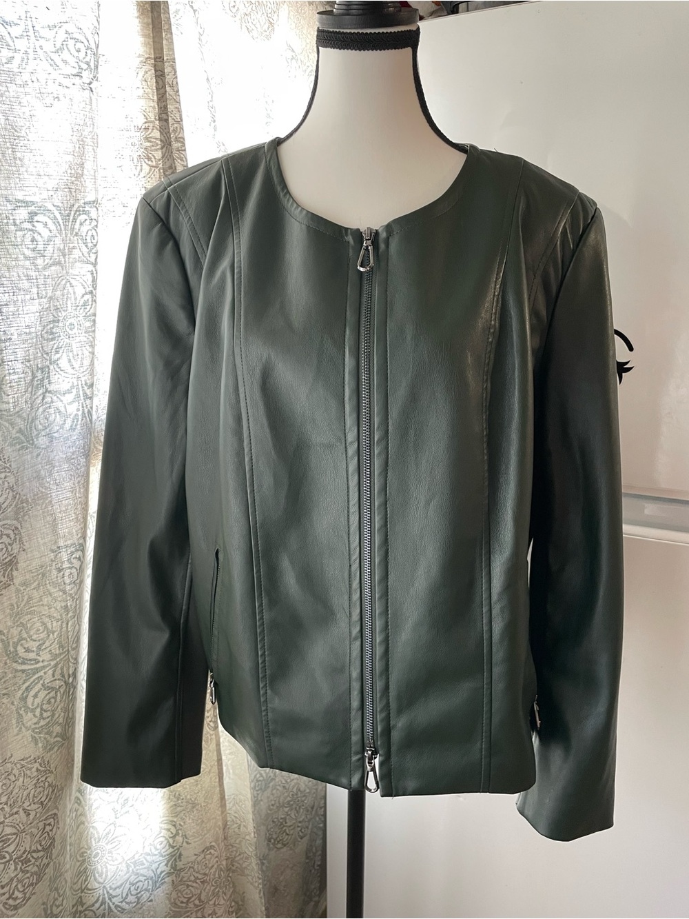 Chico’s Dark Olive Faux Leather Jacket
